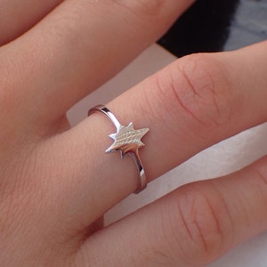 North Star Ring - Star Burst Ring - Space and Star -  Astro Girl Ring- Shooting Star Gift - Solid Gold North Star Ring