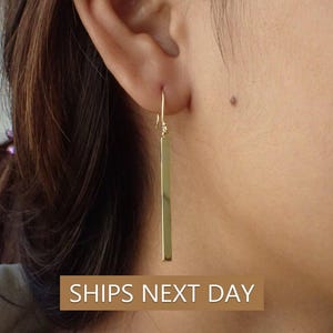 Dangle Bar Drop Earrings / Minimalist Bar Earrings / Skinny Bar Earrings Gift For Her / Wedding Gift / Bridesmaid Gift