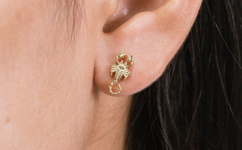 Scorpion Stud Earrings, Scorpion Studs, Animal Earring For Women, Dainty Stud Earring, Insect Jewelry, Gift for her image 4
