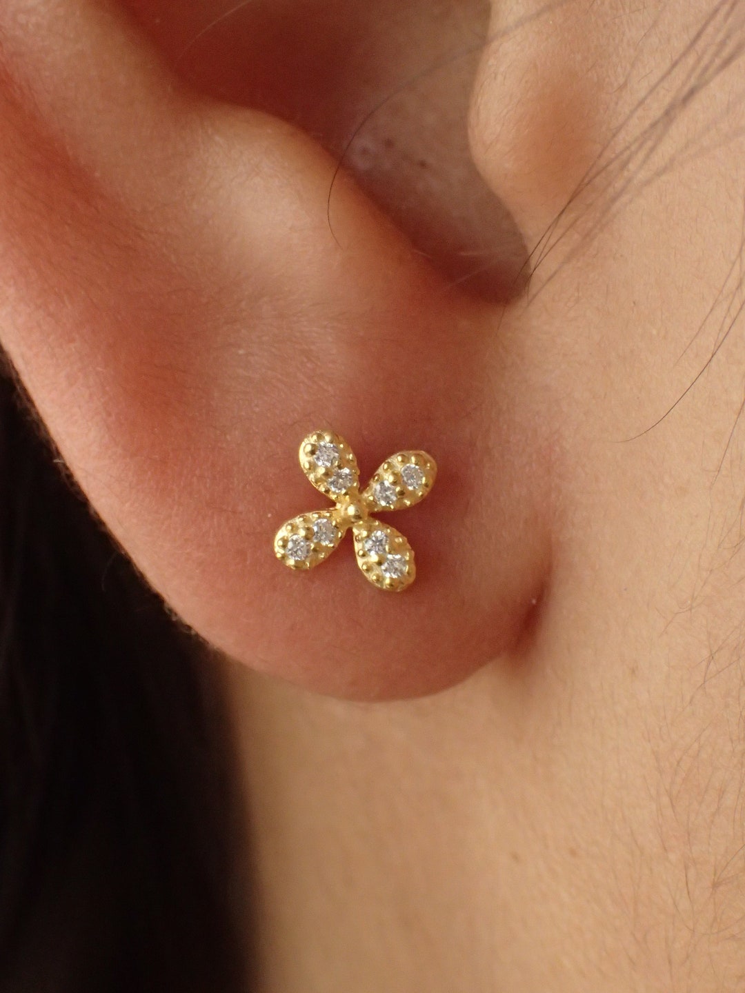 Orecchini A Perno Fiore Donna In Argento Con Zirconia Cubica, 10x18 Mm, Ipoallergenici, Regalo Compleanno Natale