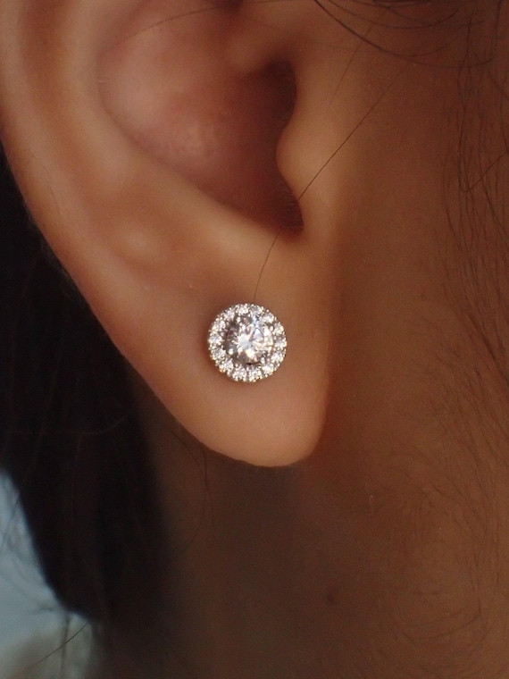 ミニマルなハロースタッドピアス / ダイヤモンドハローピアス 