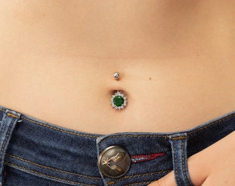 Emerald belly button best sale ring