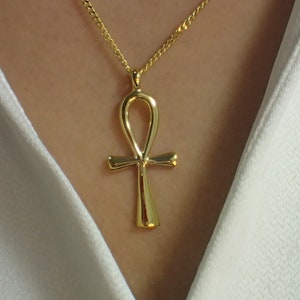 Egyptian Ankh Cross Pendant Necklace / Egypt Hieroglyphs pendant necklace / Protection Necklace / Egyptian Cross / Valentines Day Gift