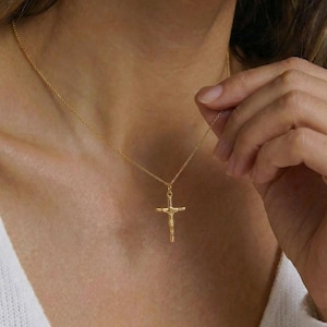Crucifix Cross Necklace, Crucifix Pendant Necklace, Minimalist Cross Jewelry for Women, Religious Necklace, Christmas Jewelry Gift image 17
