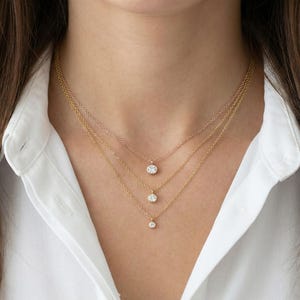 Solitaire Diamond Necklace in 14k Gold / Dainty Diamond Necklace / Bezel Diamond Necklace / Everyday Necklace image 6