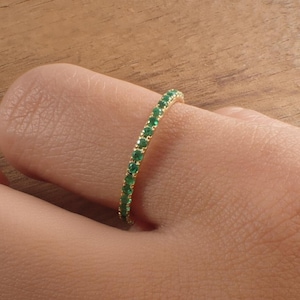 Natural Emerald Eternity Band, Emerald Wedding Ring, May Birthstone Ring, Emerald Stackable Band