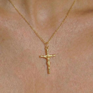 Crucifix Cross Necklace, Crucifix Pendant Necklace, Minimalist Cross Jewelry for Women, Religious Necklace, Christmas Jewelry Gift image 7
