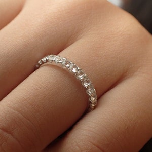 2.2mm Diamond Wedding Band, Half Eternity Band with 18k Solid Gold, U-Prong Setting Band, Delicate Stackable Band