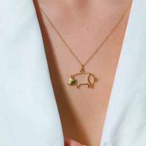 Piggy Necklace, Pig Pendant Necklace, Pig Charm Gift for Pig Lover, Gold Pig Necklace, Farm Animal Necklace