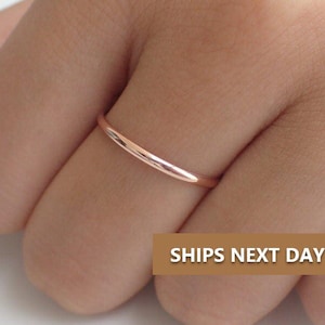 Alianza de boda sencilla y fina de 1,8 mm, lisa y suave, fina y delicada, de plata de ley 925.