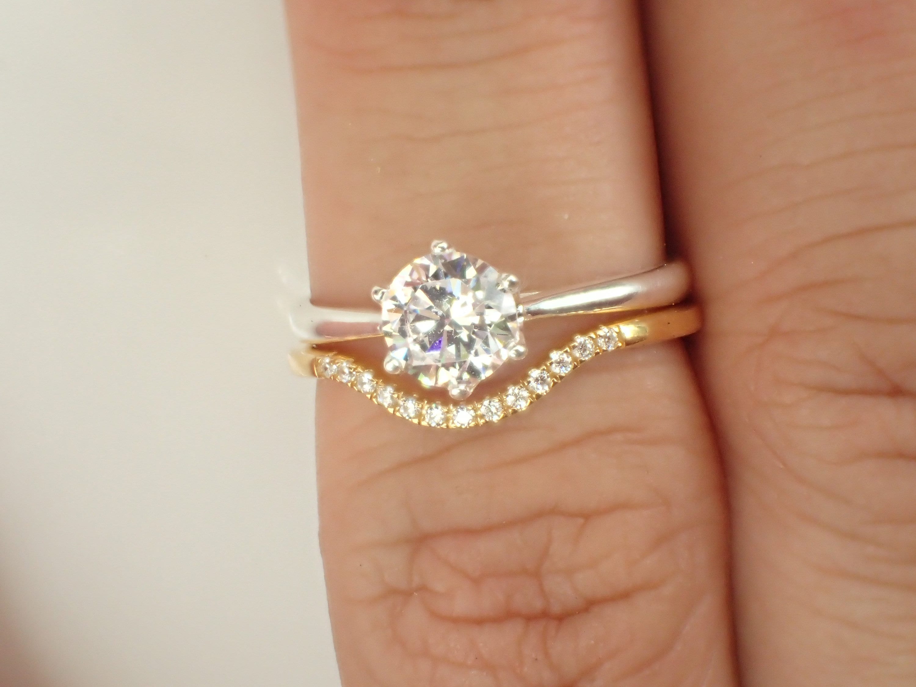 Curved Wedding Band Engagement Ring Enhancer Gold Curved Band Etsy