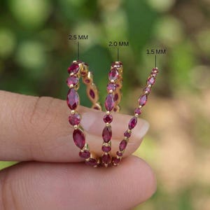 Delicate Ruby Gold Stacking Ring | Marquise & Round Natural Ruby Eternity Band | Dainty Gemstone Anniversary Gift for Her | July Birthstone