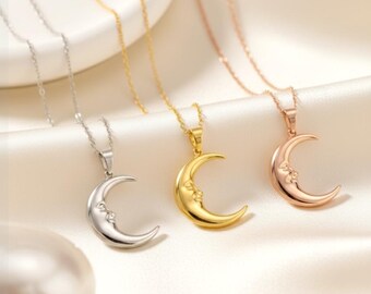 LIKGREAT Collana Girocollo A Strati Luna E Stella - Acciaio Inox Oro Rosa - Regalo Per Ragazze E Donne - 5