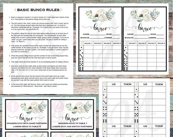 Cream & Blush Floral Printable Bunco Cards