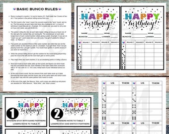 Birthday Printable Bunco Cards