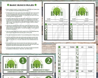 St. Patrick's Day Printable Bunco Cards