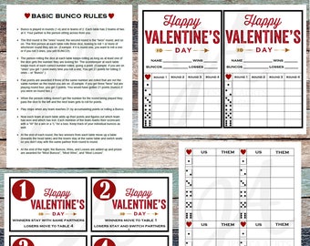 Valentines Printable Bunco Cards