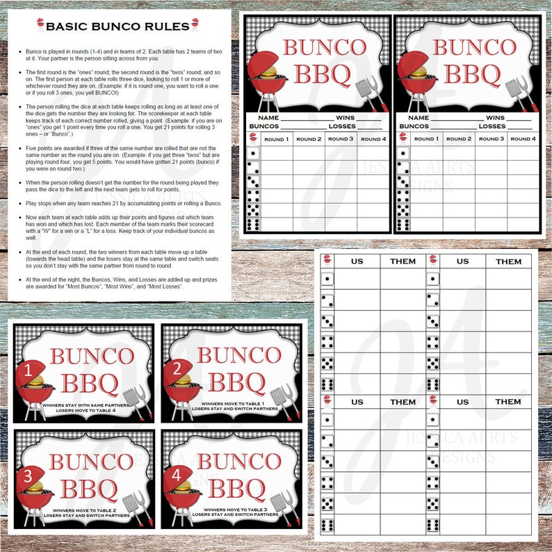 BBQ Printable Bunco Playing cards photograph regarding Bunco Rules Printable identified as BBQ Printable Bunco Playing cards