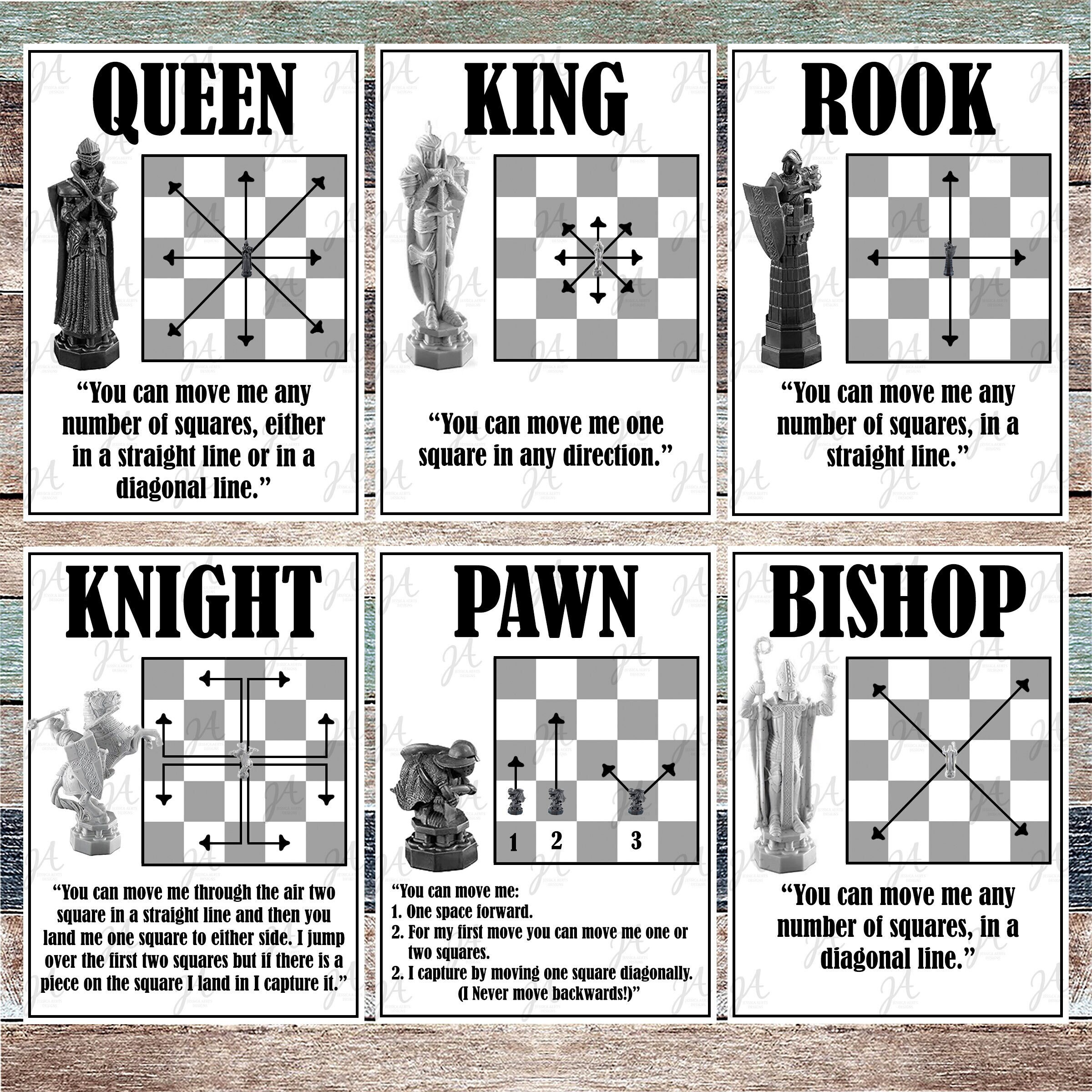 Printable Beginner Chess Piece Moves
