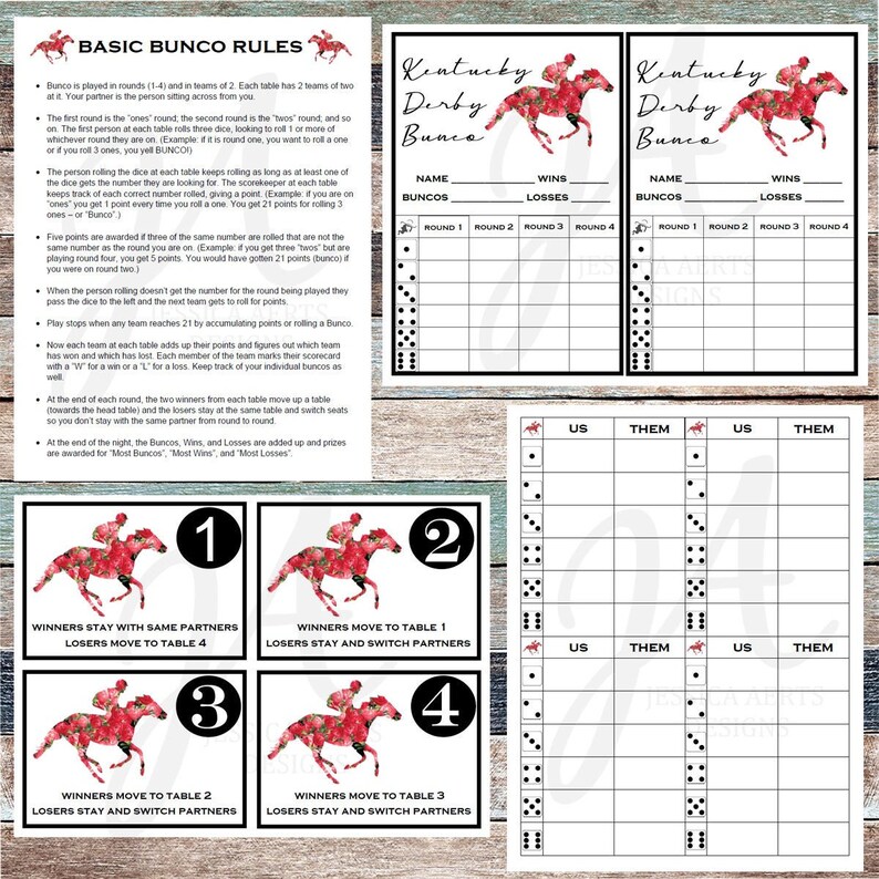 Kentucky Derby Printable Bunco Cards Etsy