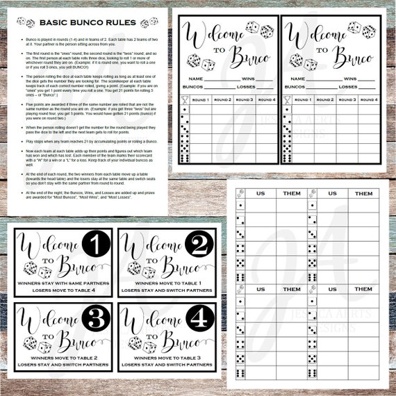 Bunco Printable Bunco Cards - Etsy