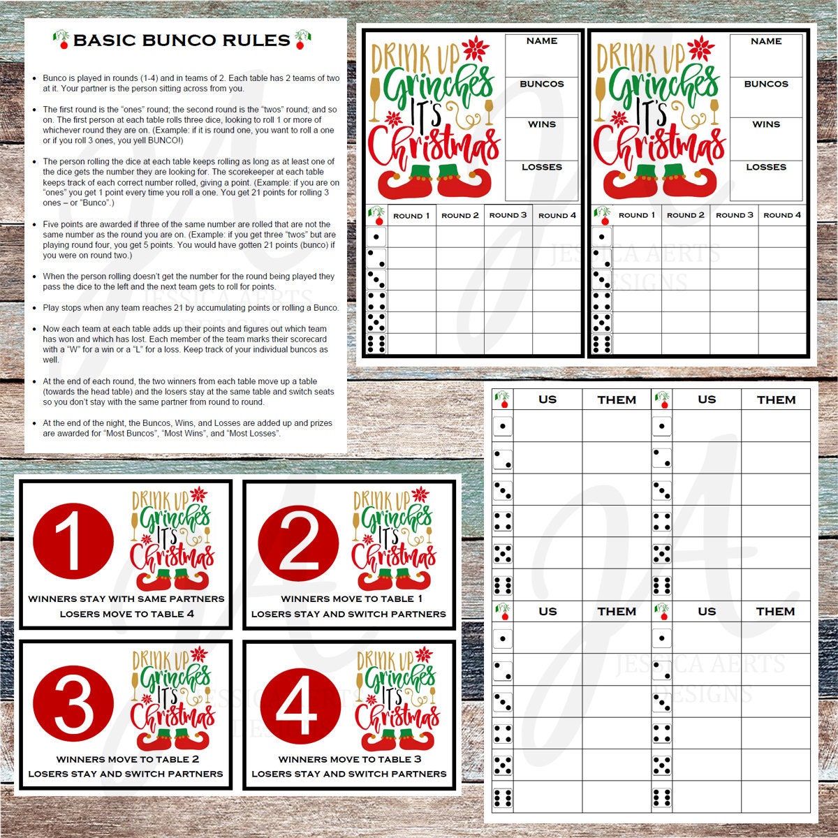 Christmas Bunco Set Etsy