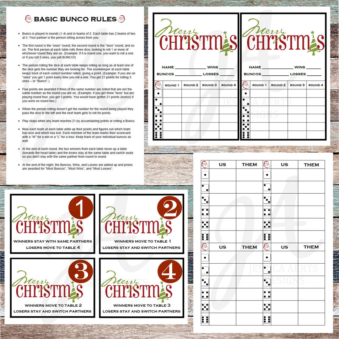 Christmas Printable Bunco Cards - Etsy