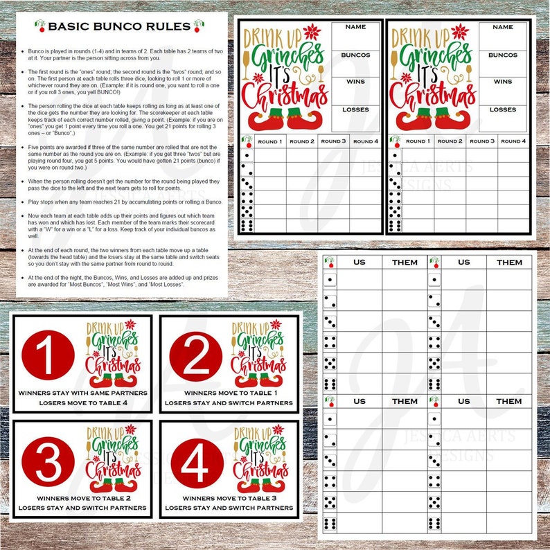 Grinch Xmas Bunco Printable Bunco Playing cards graphic relating to Bunco Rules Printable called Grinch Xmas Bunco Printable Bunco Playing cards