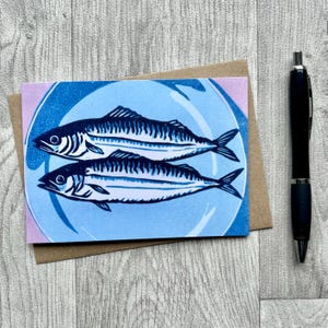 Plat de poisson | Carte de voeux simple rectangle avec enveloppe marron recyclée (vierge à l'intérieur) | carte d'anniversaire | d'art | carte de poisson | Maquereau