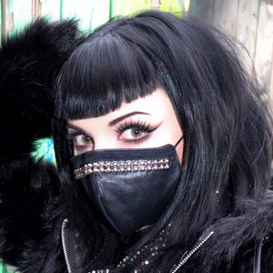 Vegan Leather & Silver Bead Trim Mask - Without Nose Bridge