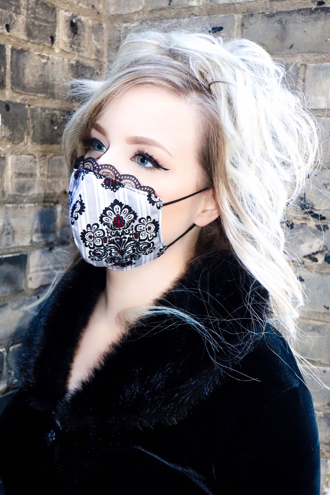 Victoria Mask Victorian Wallpaper & Black Lace Mask -without Nose Bridge - Etsy