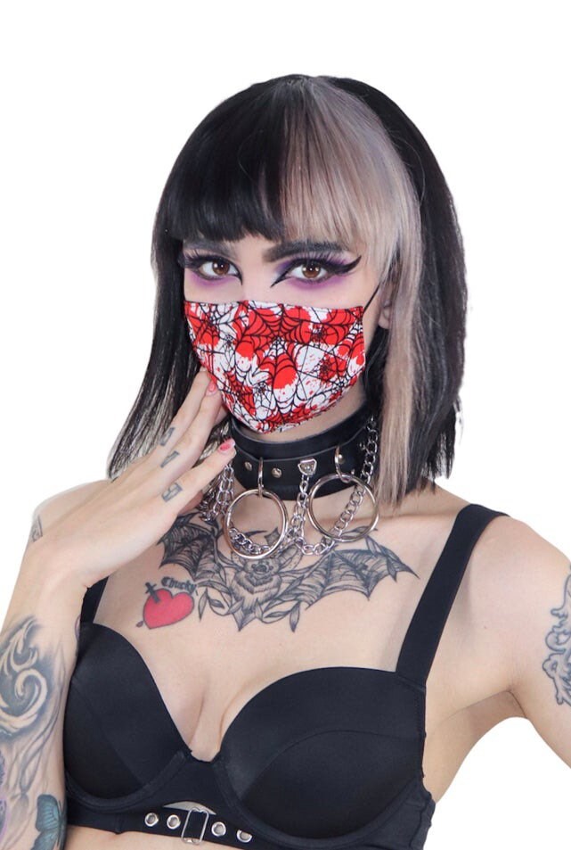 Splatter Mask Teth Spiderweb Blood Splatter Mask Without Nose Bridge - Etsy