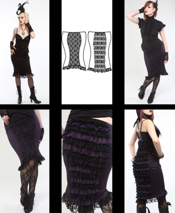 Lip Service Victorian Ruffle Pencil Skirt M
