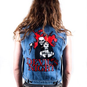 Devils Night- horror movie 80s denim jewn vest- Mens S