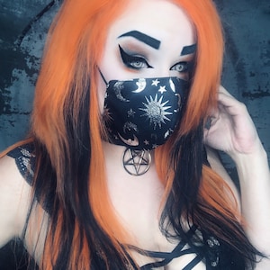 Black and Silver, Star and Moon Mask - With Nose Bridge