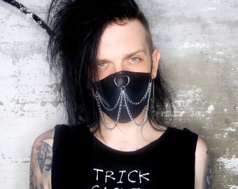 Vegan Leather Chain Face Mask -Without Nose Bridge