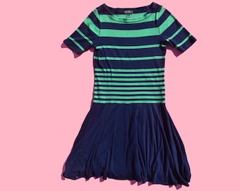Vintage Striped Drop Waist Dress