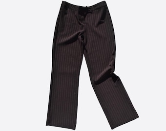 Late 90s Early 2000s Brown Low Wait Pinstriped Flared Pants