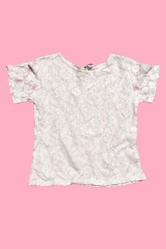 Vintage 90s Lace Mesh Top - image 1