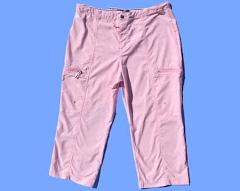 Pink Sporty Cargo Capri Pants