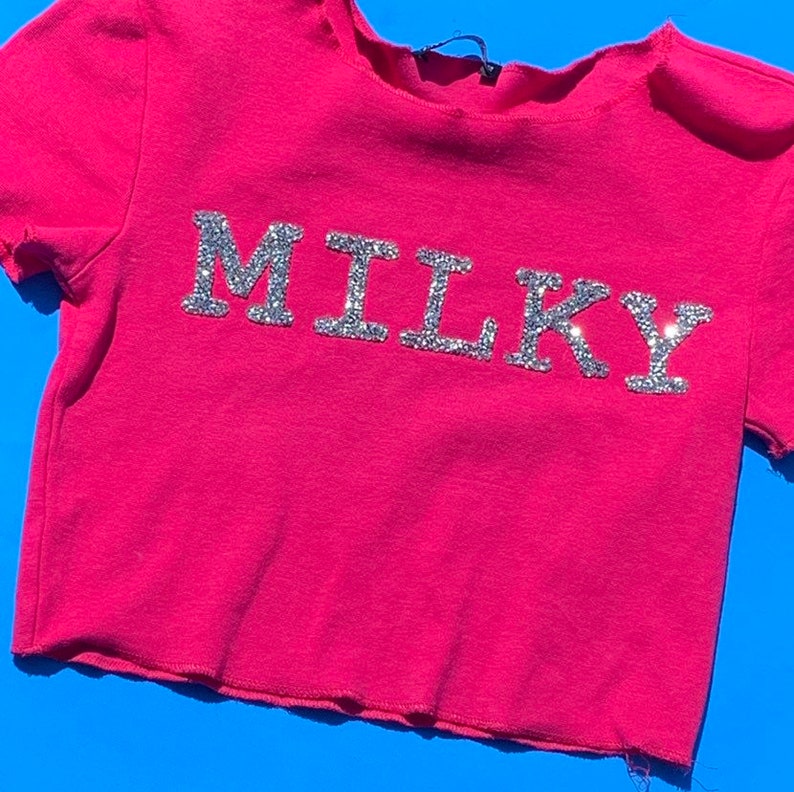 Early 2000s Inspired Y2K Vibes Hot Pink MILKY Cropped Baby Tee | Etsy