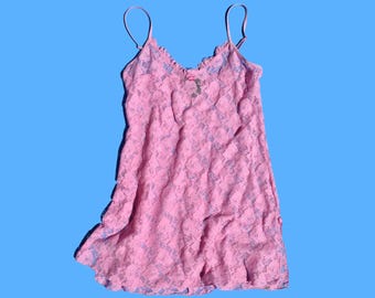 Baby Pink Lace Mini Slip Dress