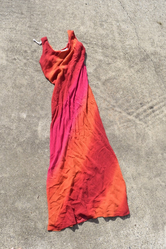orange tie dye maxi dress