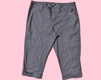 Grey Cargo Capri Pants