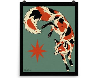 Fox Koi Fish Art Print | Animal Wall Art