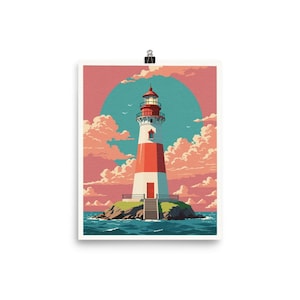Wes Anderson Inspired 8x10 Lighthouse Print