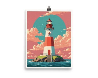 Impresión de faro de 8x10 inspirada en Wes Anderson