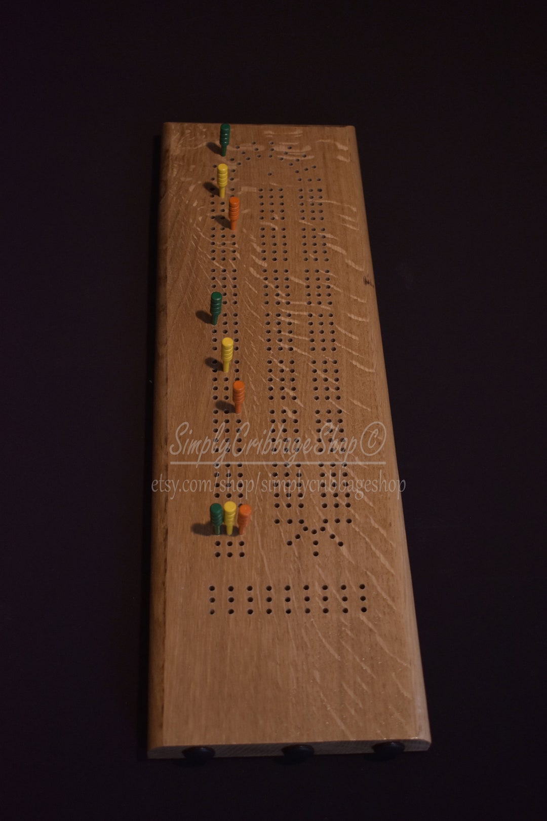 Oak Cribbage Board, 3 Man Cribbage Board, Cribbage, Cribbage Board