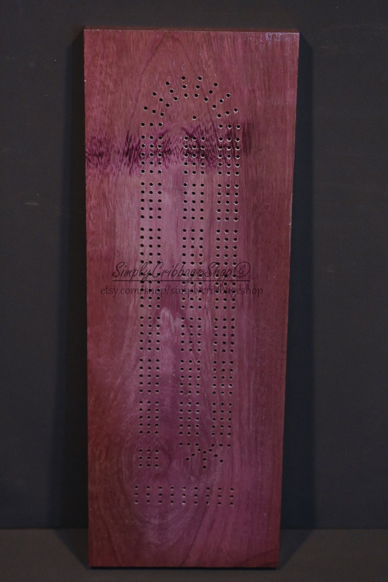 Cribbage Board Exotic Wood Handmade Cribbage Board Woodworking 3 Man Cribbage Board Handcrafted Purple Heart Cribbage Board