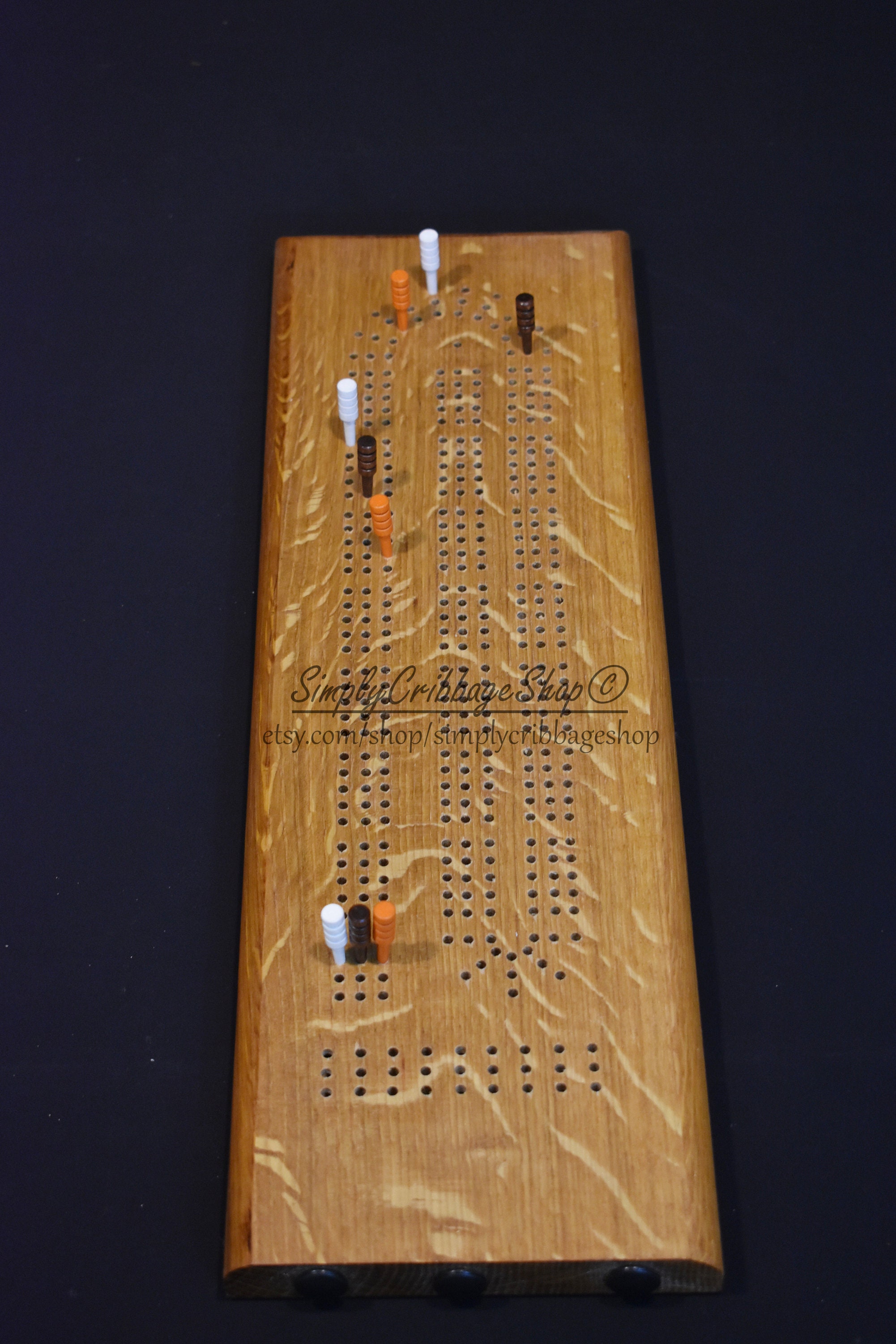 Oak Cribbage Board 3 Man Cribbage Board Cribbage Cribbage Etsy